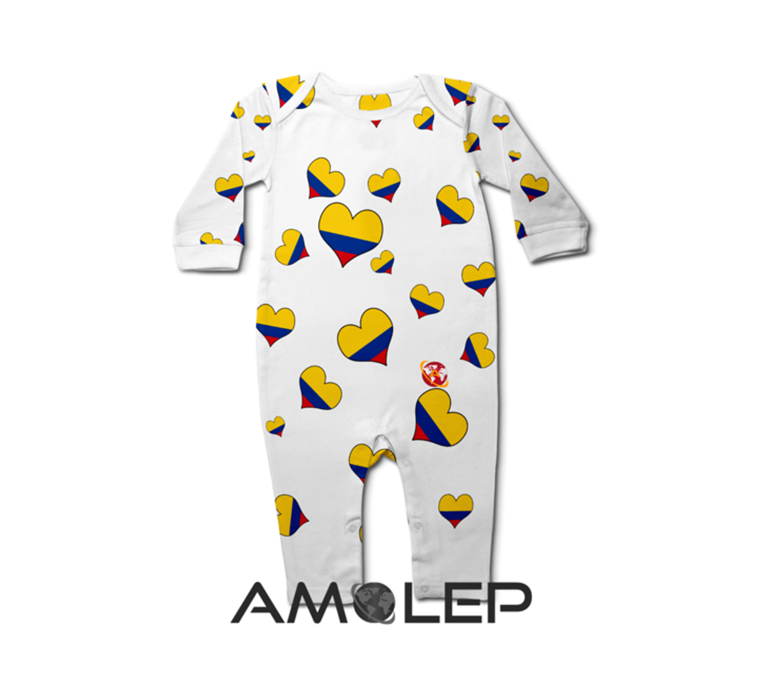 Colombia Hearts Baby Long Sleeve Romper/Bodysuit(Amolep)