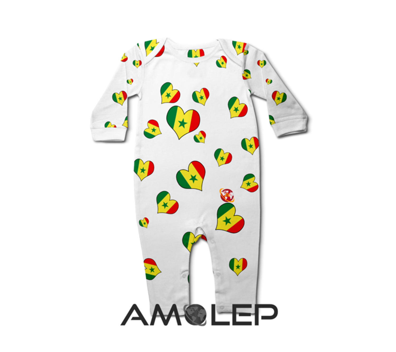 Senegal Hearts Baby Long Sleeve Romper/Bodysuit(Amolep)