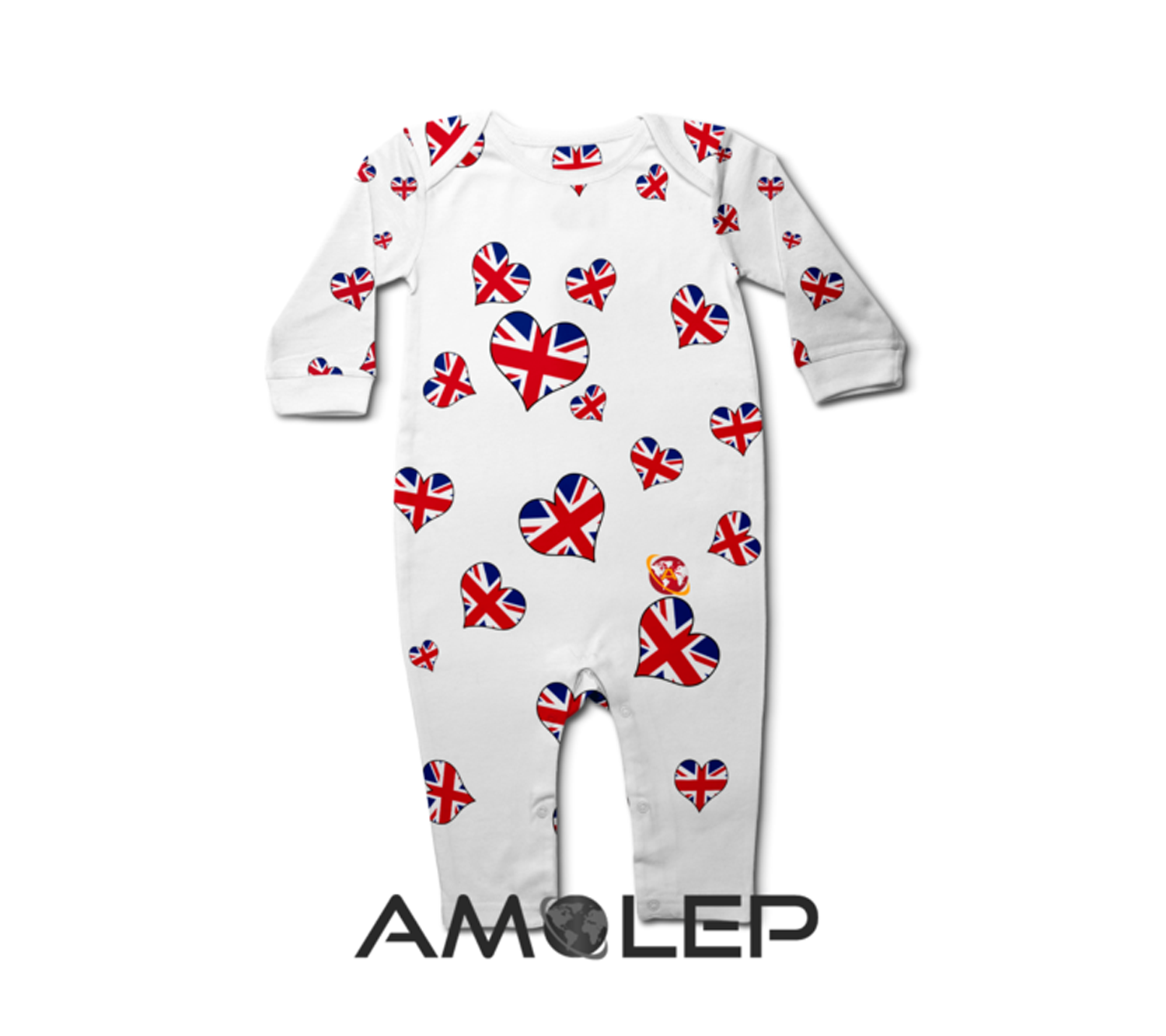 United Kingdom Hearts Baby Long Sleeve Romper/Bodysuit(Amolep)