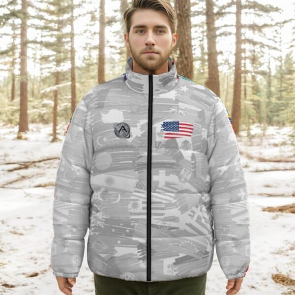 United States All-Over Print Unisex Stand-up Collar Down Jacket