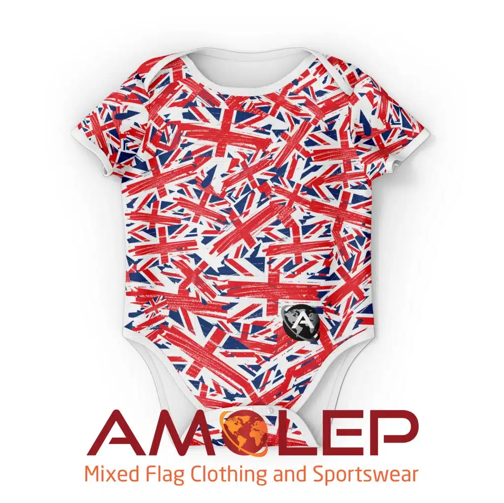 Grafitti Flags United Kingdom (UK) Baby Onesie/Bodysuit (Amolep)